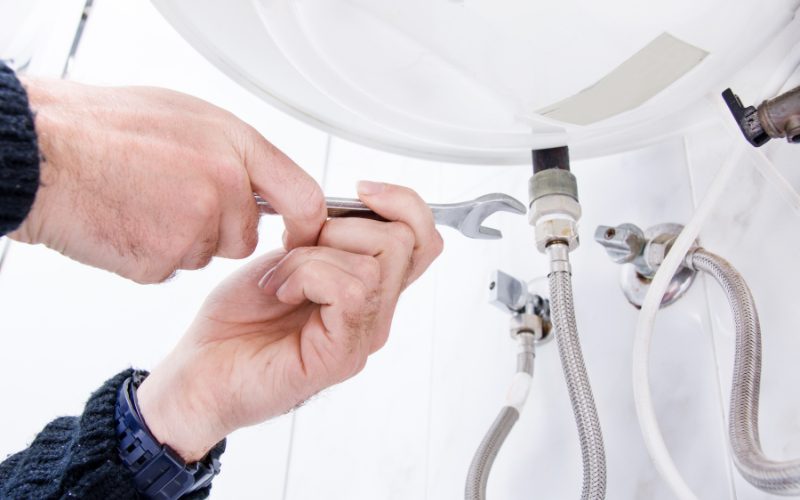 Plumbing connections being fitted